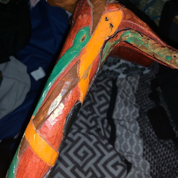 Hand carved snake themed wooden cane - Picture 6 of 7